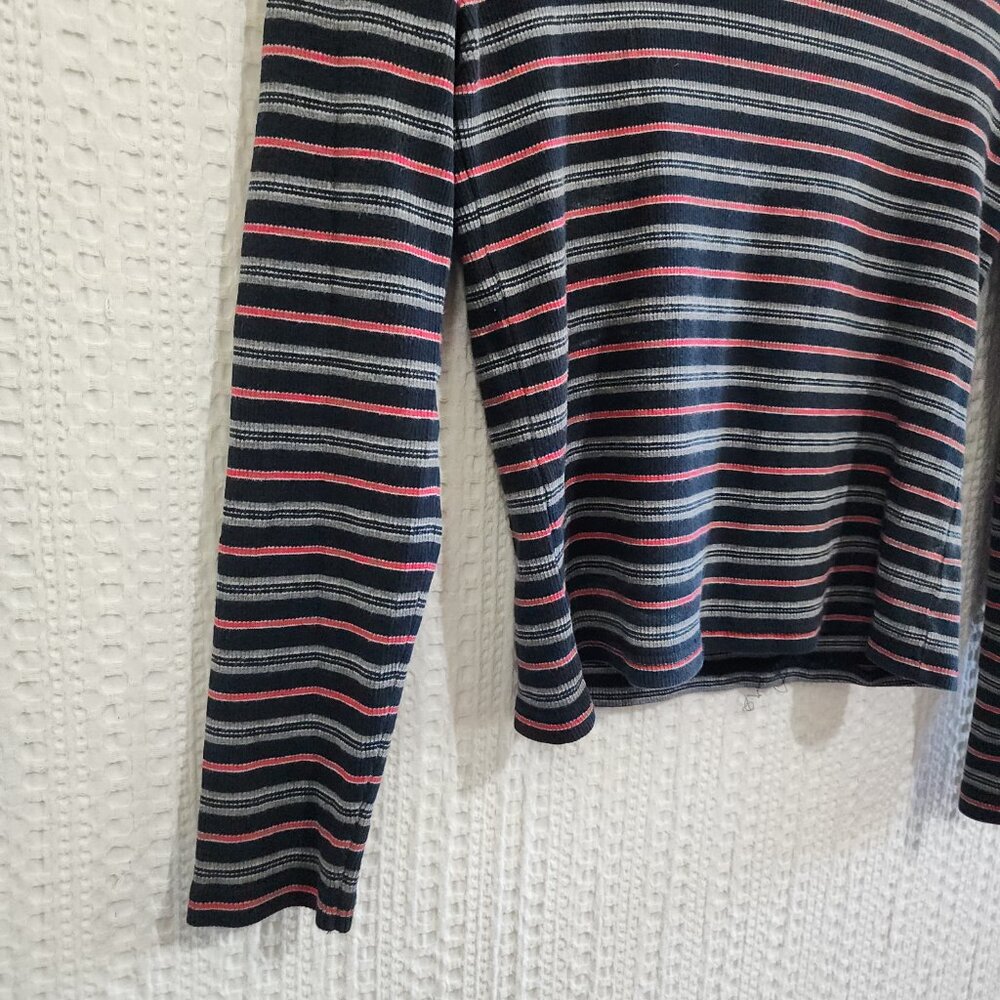 Vintage Ann Taylor Striped Mock Neck Long Sleeve Top 90s Minimalist Y2K X-Small - Picture 7 of 11